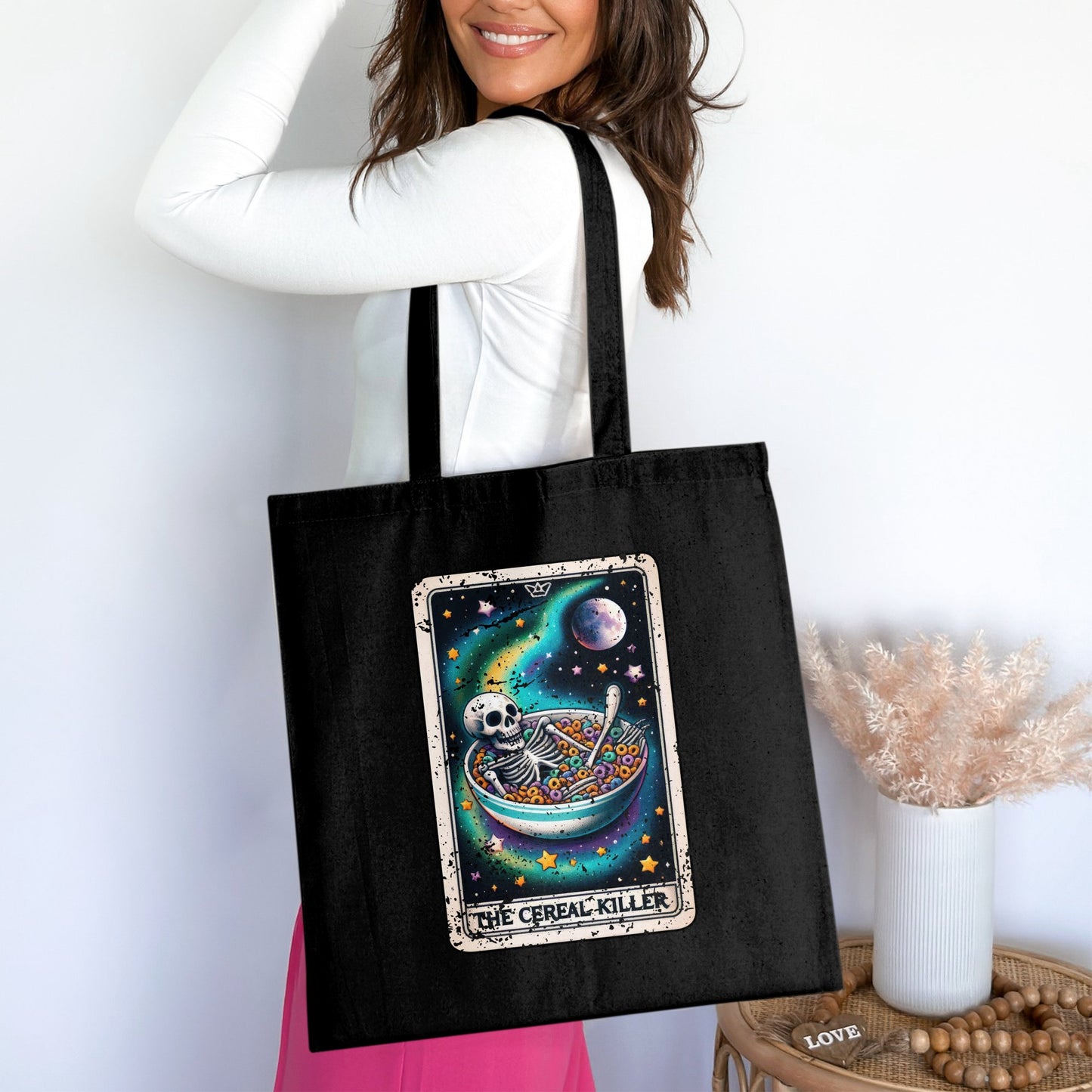 The Cereal Killer Artwork Black Color Tote Bag Product